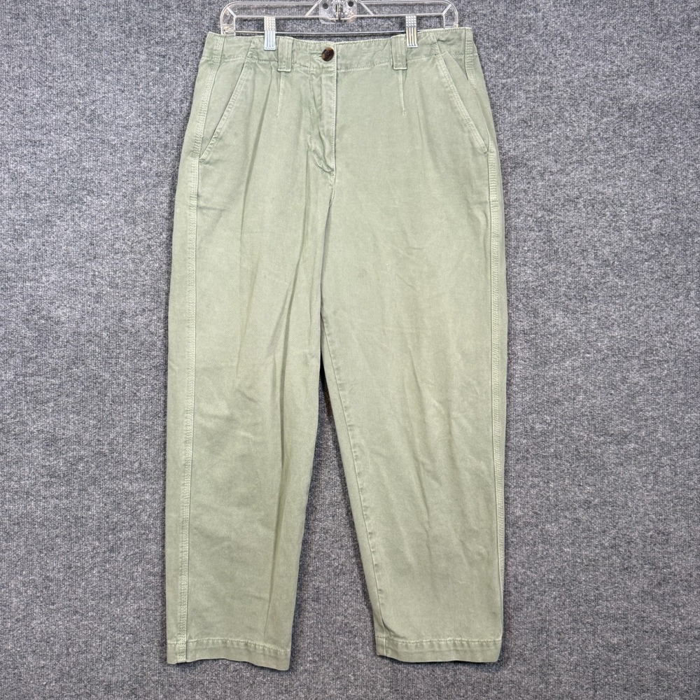 Boden‎ Pants Womens 12 Green Tapered Barrel Leg Chinos Lagenlook Baggy Casual